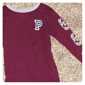 Long sleeveburgundy Victoria’s Secret PINK shirt.